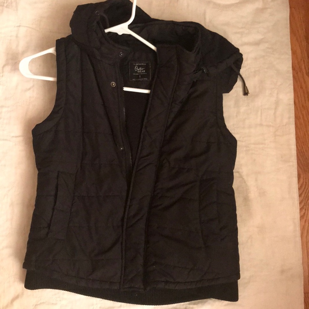 Cotton On Black Warm Vest with detachable hoodie